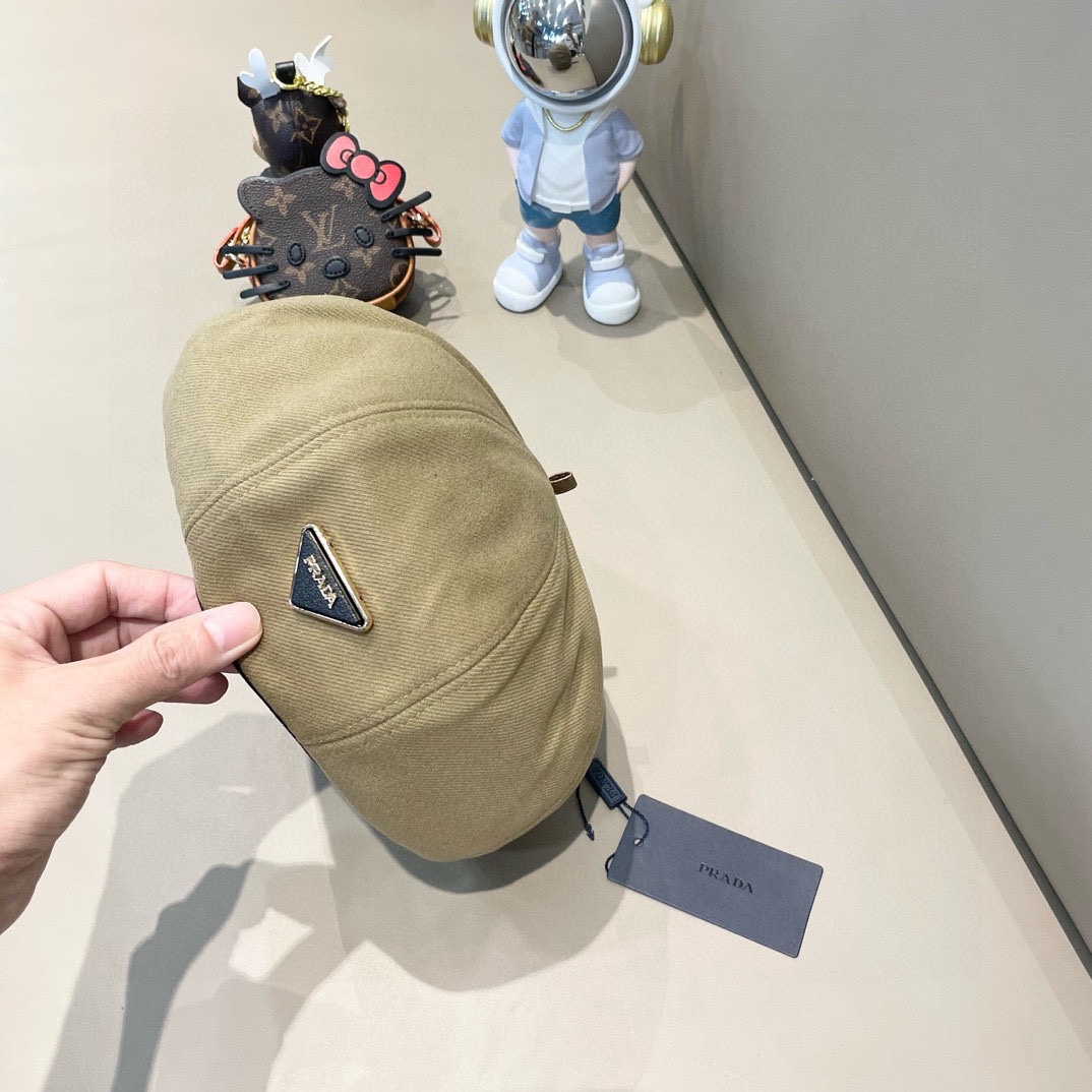 PRADA普拉达 贝雷帽南瓜女春秋款显脸韩系大头围2024新款