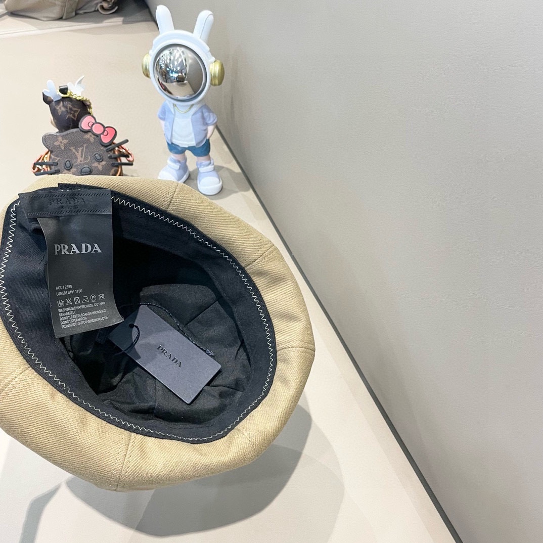 PRADA普拉达 贝雷帽南瓜女春秋款显脸韩系大头围2024新款