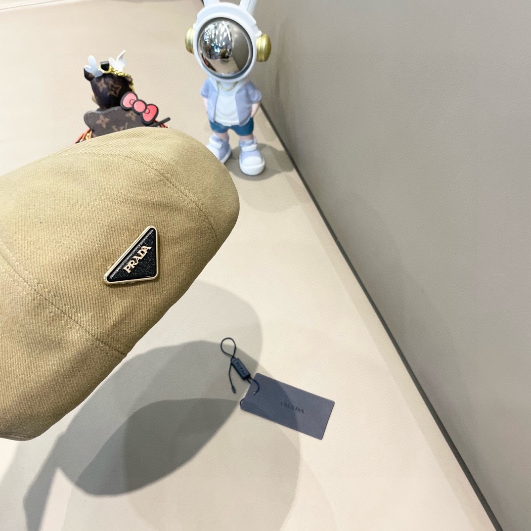 PRADA普拉达 贝雷帽南瓜女春秋款显脸韩系大头围2024新款