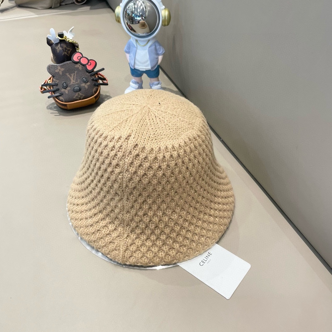 塞琳Celine纯色仿羊毛针织鱼鳞网格提花渔夫帽秋冬季女保暖文艺休闲盆帽