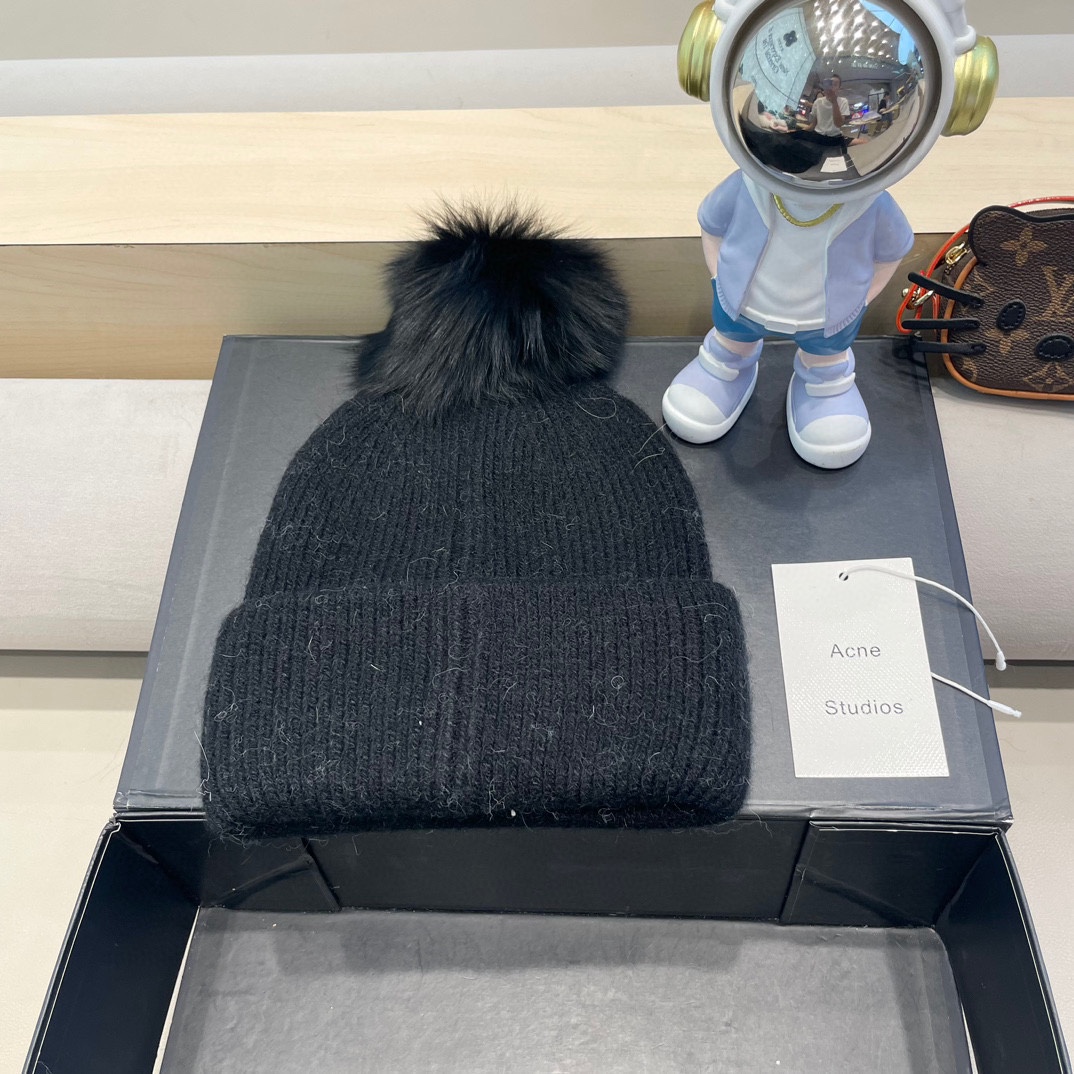 【Acne】2024秋冬新款笑脸简约针织毛线帽，轻奢感满满～俏皮款