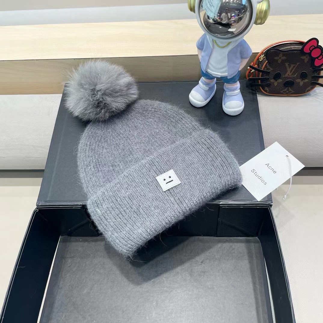【Acne】2024秋冬新款笑脸简约针织毛线帽，轻奢感满满～俏皮款