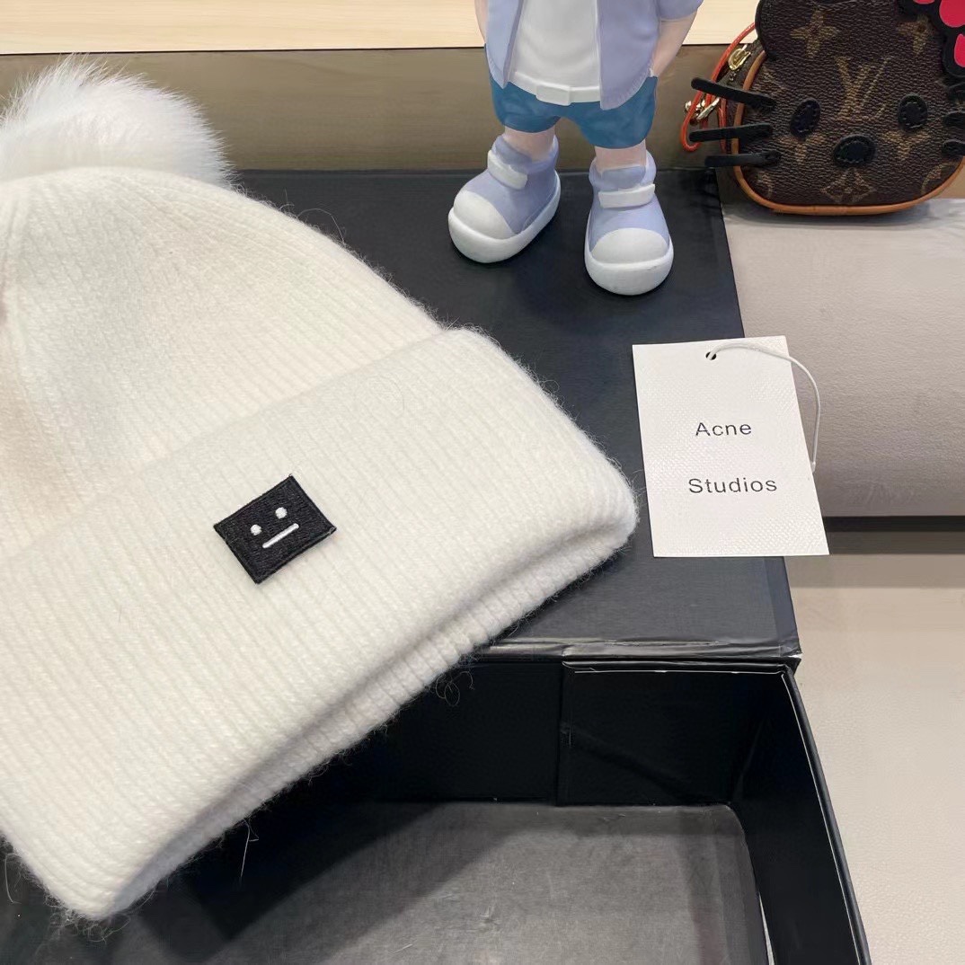 【Acne】2024秋冬新款笑脸简约针织毛线帽，轻奢感满满～俏皮款