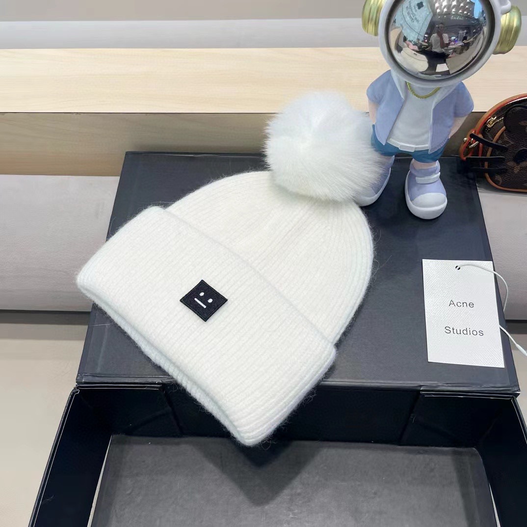 【Acne】2024秋冬新款笑脸简约针织毛线帽，轻奢感满满～俏皮款