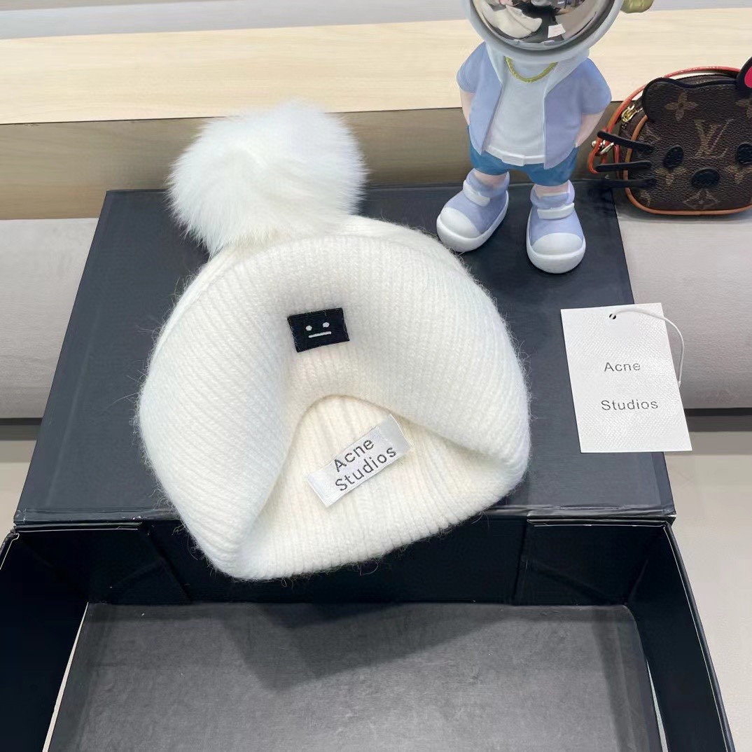 【Acne】2024秋冬新款笑脸简约针织毛线帽，轻奢感满满～俏皮款