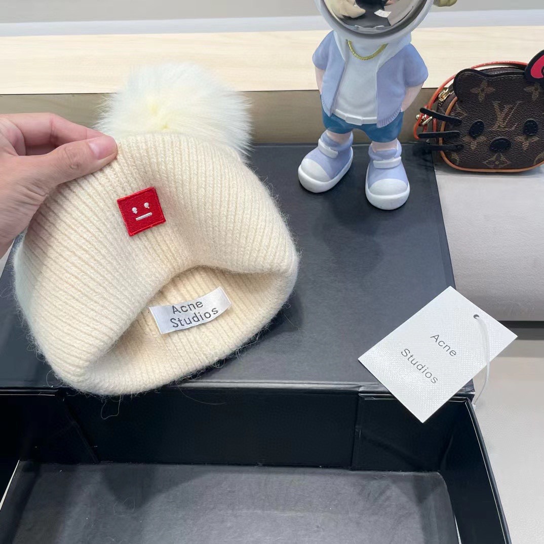 【Acne】2024秋冬新款笑脸简约针织毛线帽，轻奢感满满～俏皮款