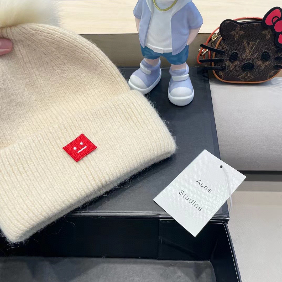 【Acne】2024秋冬新款笑脸简约针织毛线帽，轻奢感满满～俏皮款
