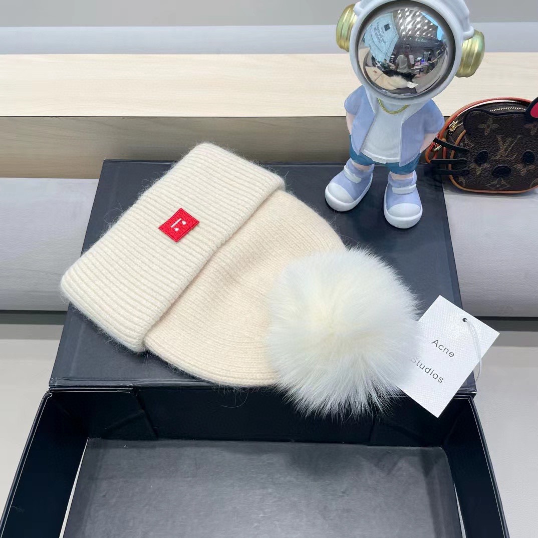 【Acne】2024秋冬新款笑脸简约针织毛线帽，轻奢感满满～俏皮款
