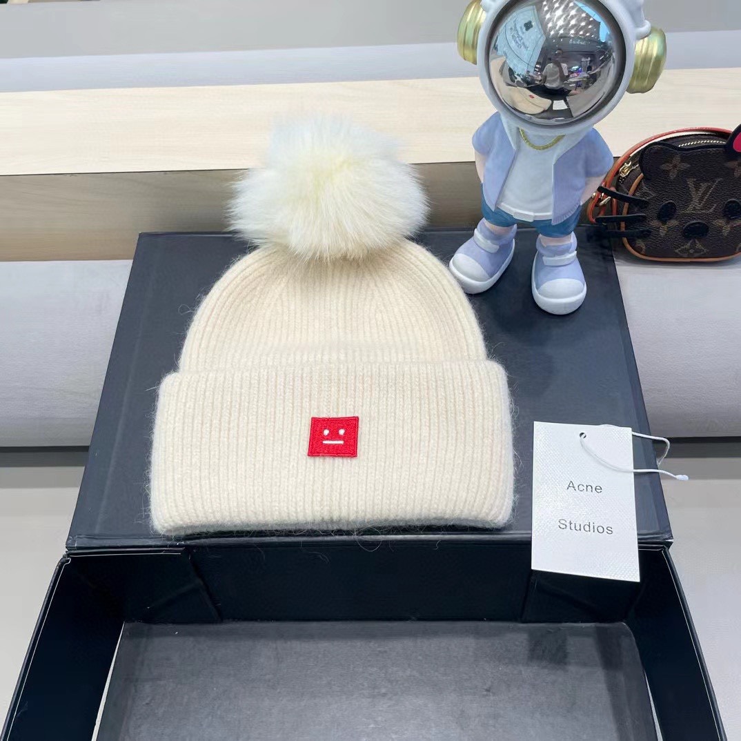 【Acne】2024秋冬新款笑脸简约针织毛线帽，轻奢感满满～俏皮款
