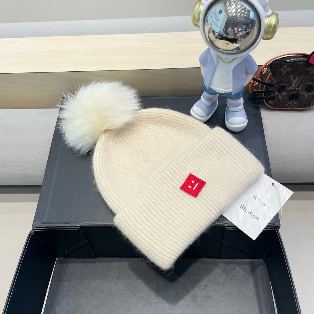 【Acne】2024秋冬新款笑脸简约针织毛线帽，轻奢感满满～俏皮款