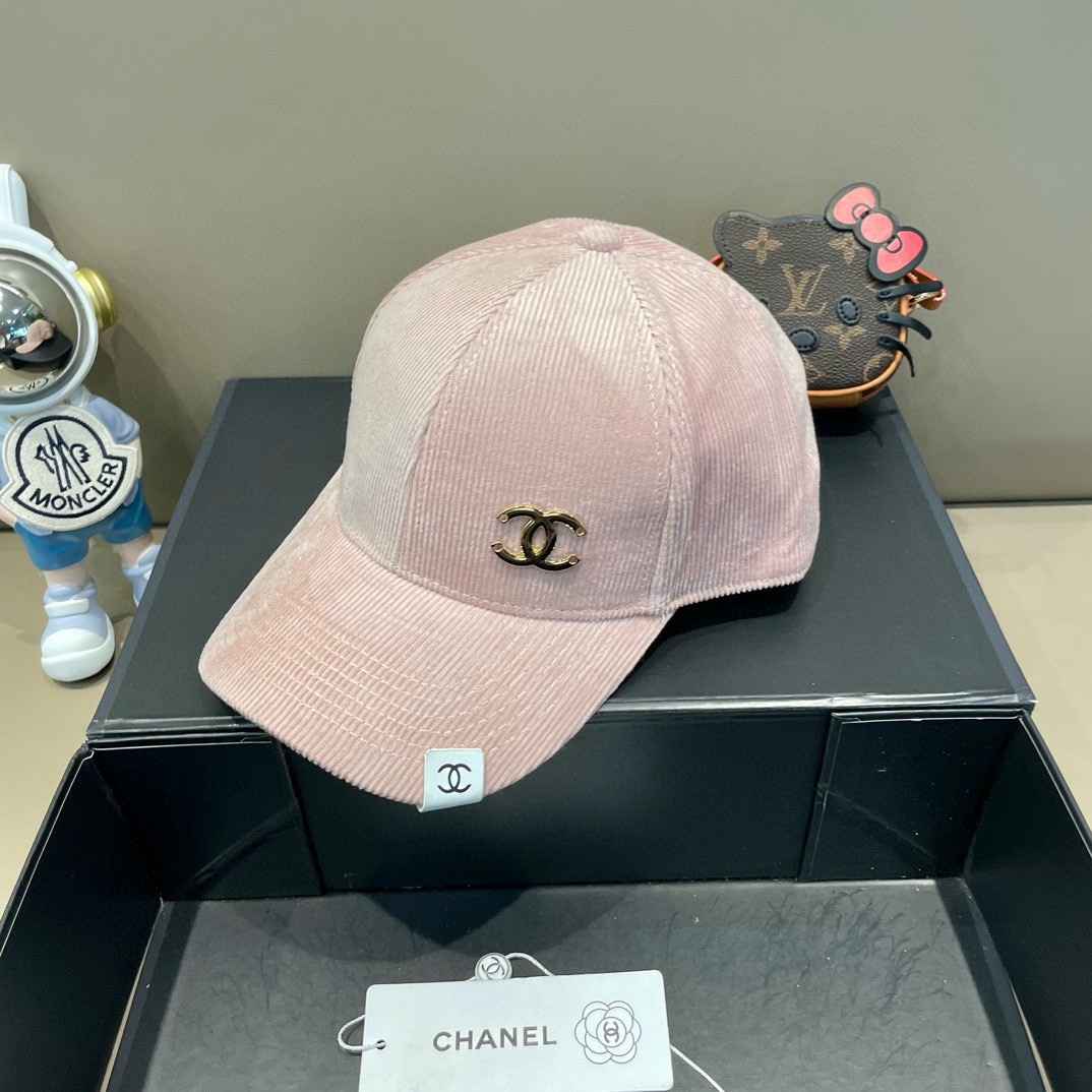 Chanel香奈儿秋冬季新款韩版灯芯绒硬顶棒球帽男休闲百搭复古时尚鸭舌帽女情侣