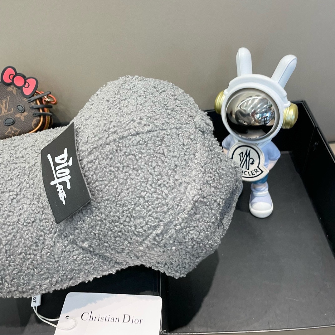 DIOR迪奥 2024 秋冬新款官网同步羊羔毛刺绣棒球帽，整个帽子质感超级好，网红爆款休闲时尚 百搭，超