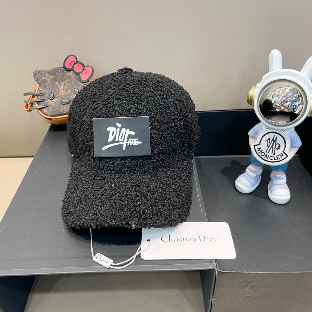 DIOR迪奥 2024 秋冬新款官网同步羊羔毛刺绣棒球帽，整个帽子质感超级好，网红爆款休闲时尚 百搭，超