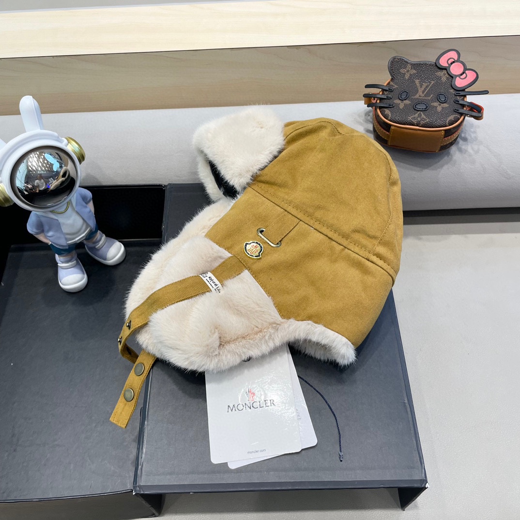 MONCLER蒙口雷锋帽冬季男女同款加厚毛绒防寒护耳帽骑车保暖神器滑雪飞行帽子