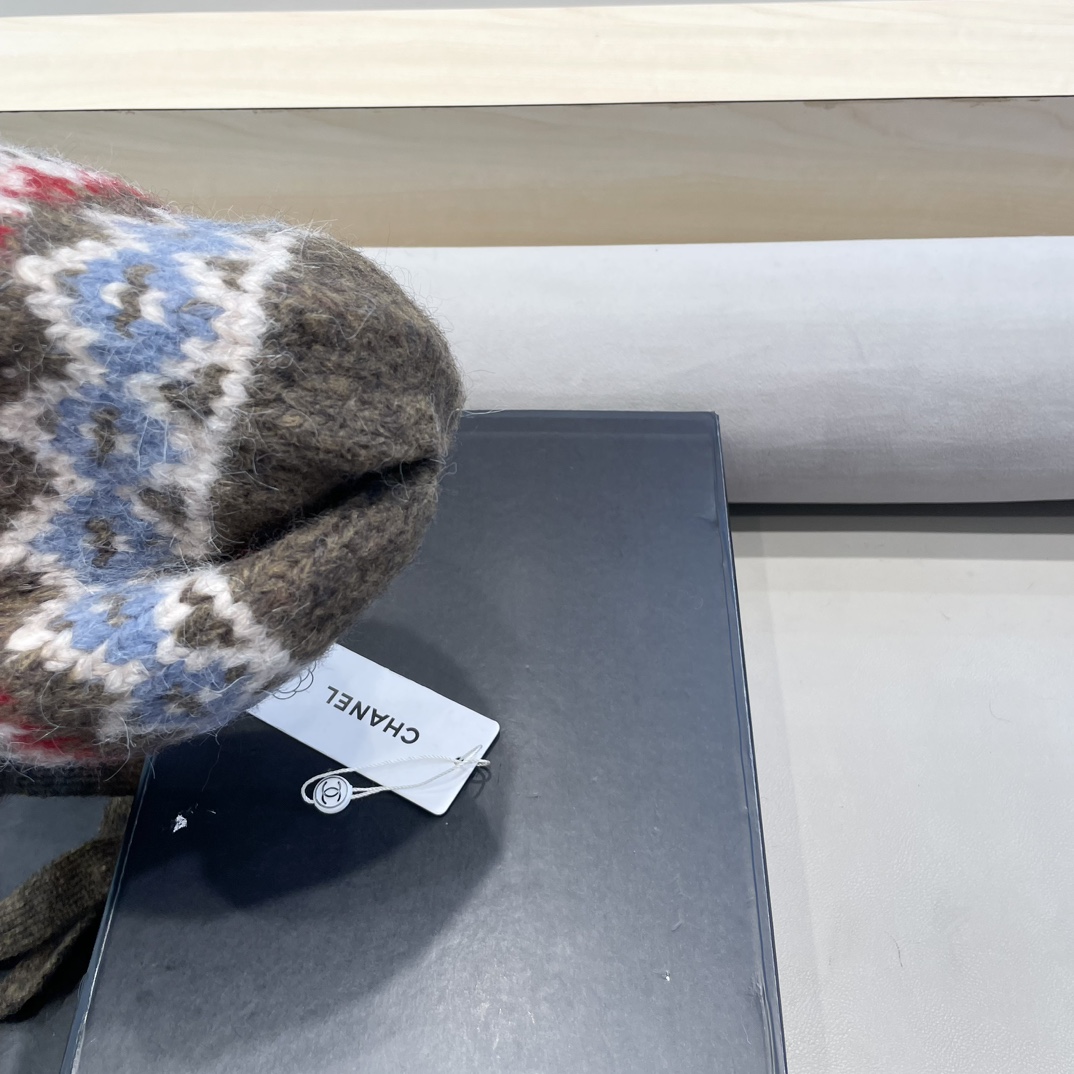 Chanel秋冬针织帽可两用包包帽复古着绑带堆堆帽保暖毛线帽民族风帽子女