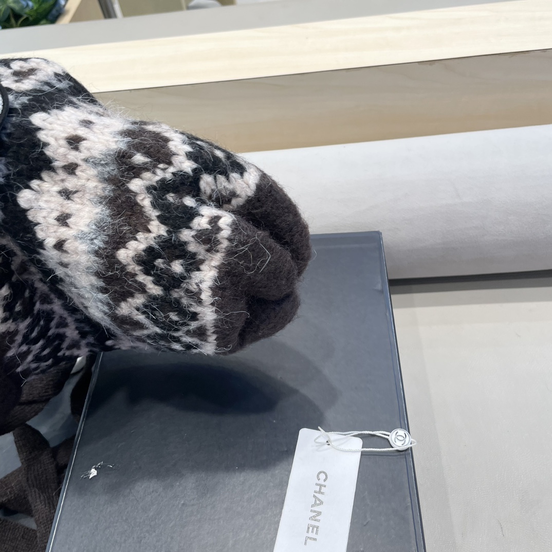 Chanel秋冬针织帽可两用包包帽复古着绑带堆堆帽保暖毛线帽民族风帽子女