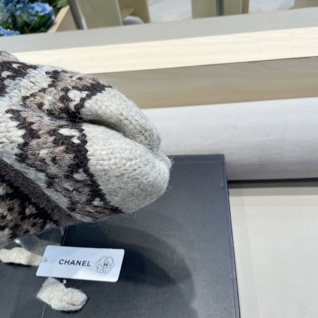 Chanel秋冬针织帽可两用包包帽复古着绑带堆堆帽保暖毛线帽民族风帽子女