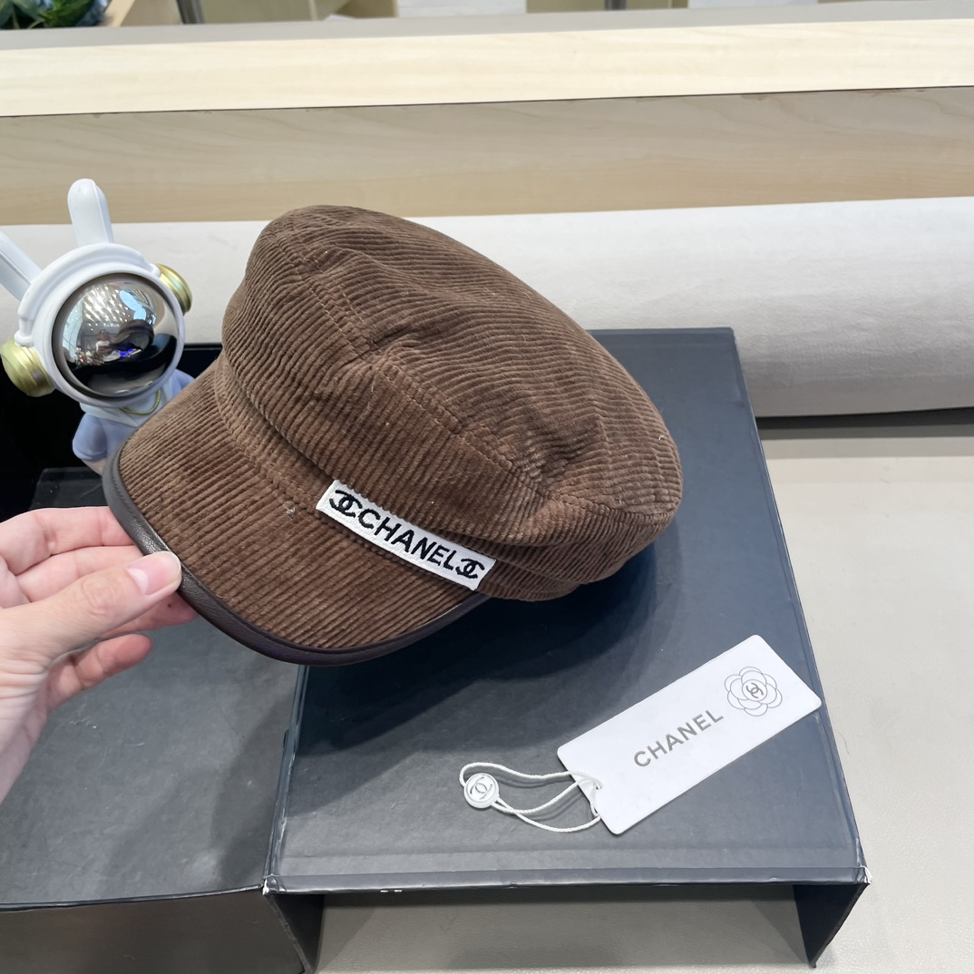 Chanel韩国东大门复古简约百搭帽子纯色气质贝雷帽