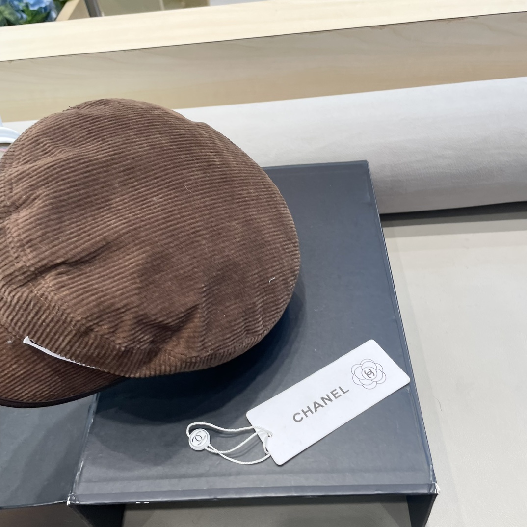 Chanel韩国东大门复古简约百搭帽子纯色气质贝雷帽