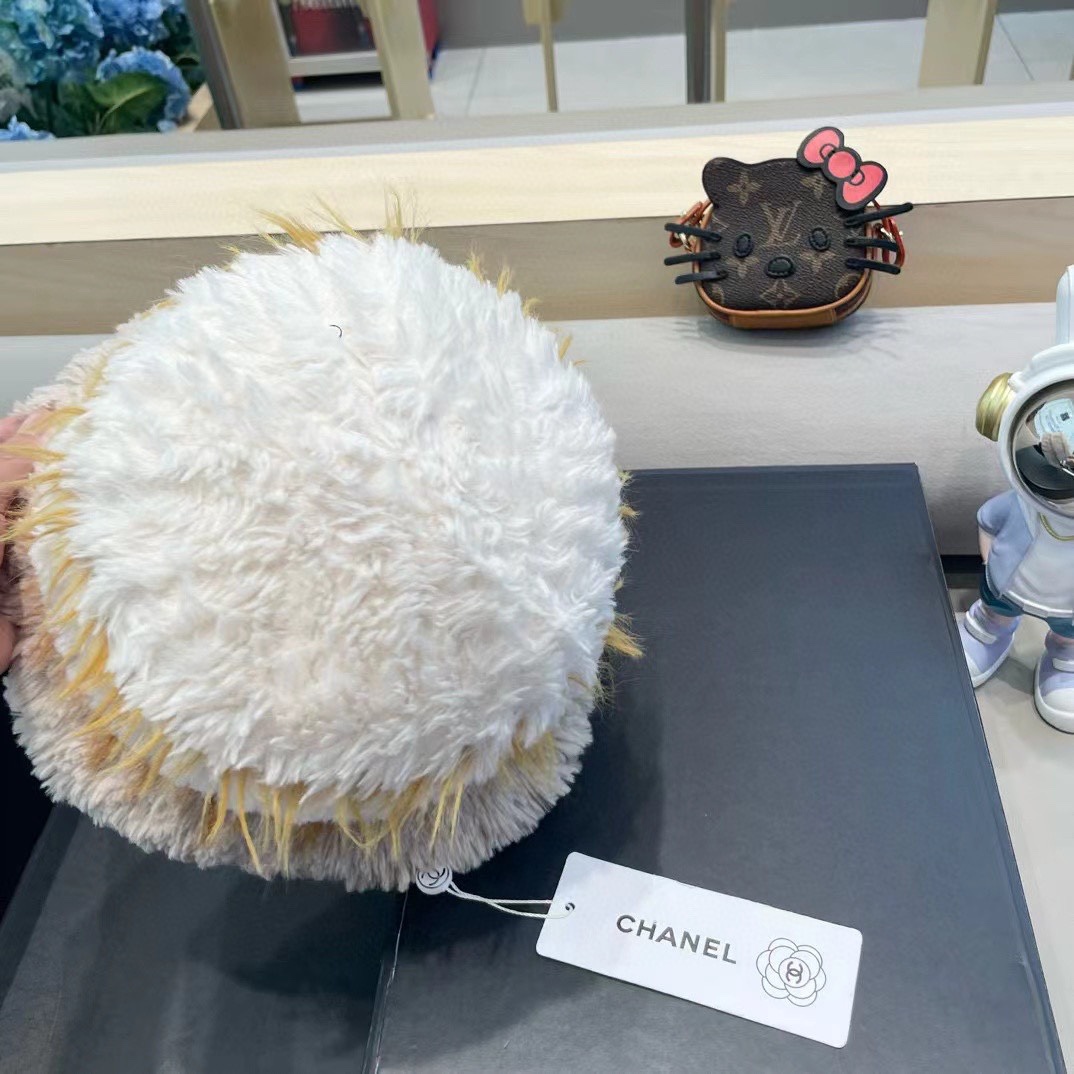 chanel毛绒条纹针织帽子女秋冬季新款显脸小毛线帽韩版百搭休闲加厚保暖