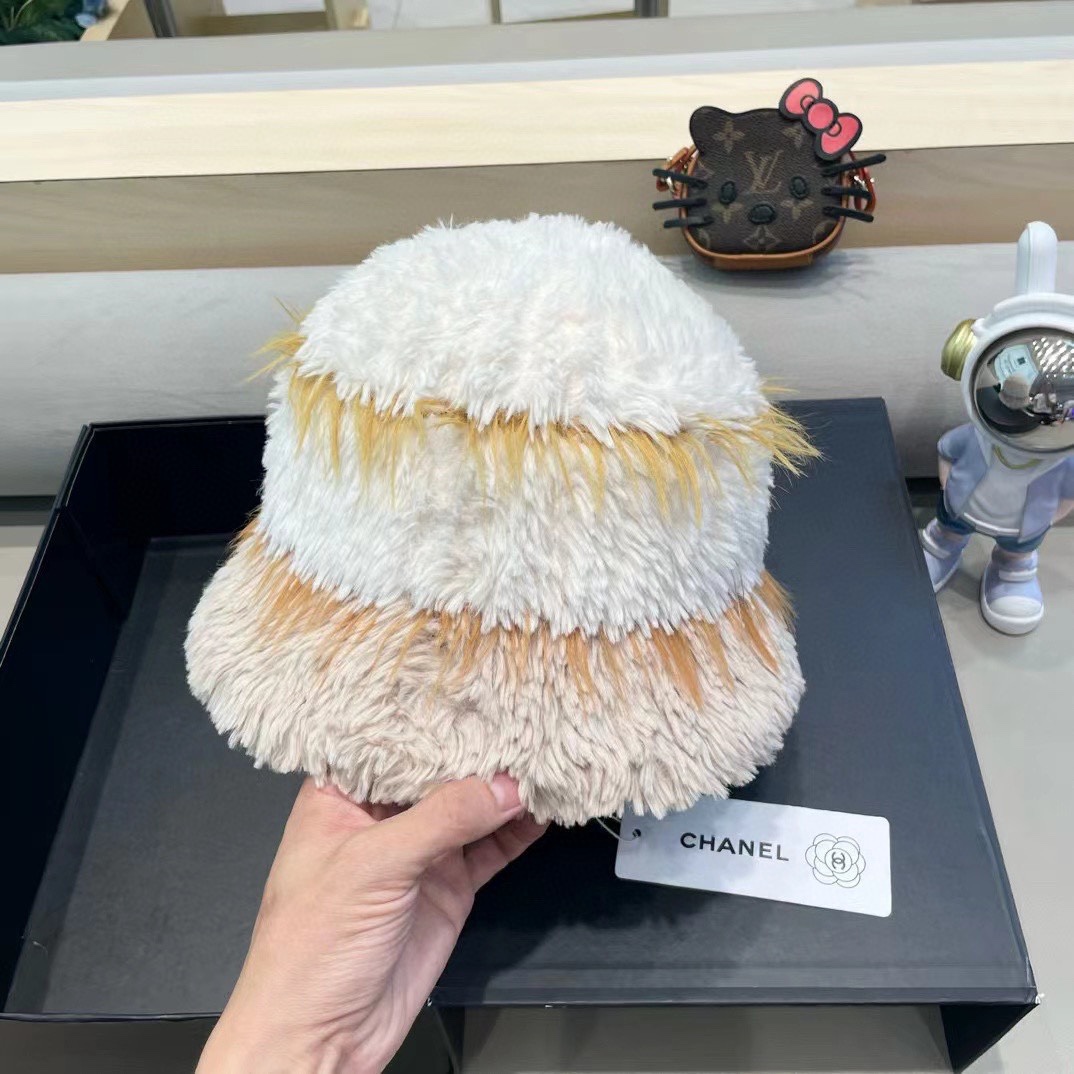 chanel毛绒条纹针织帽子女秋冬季新款显脸小毛线帽韩版百搭休闲加厚保暖