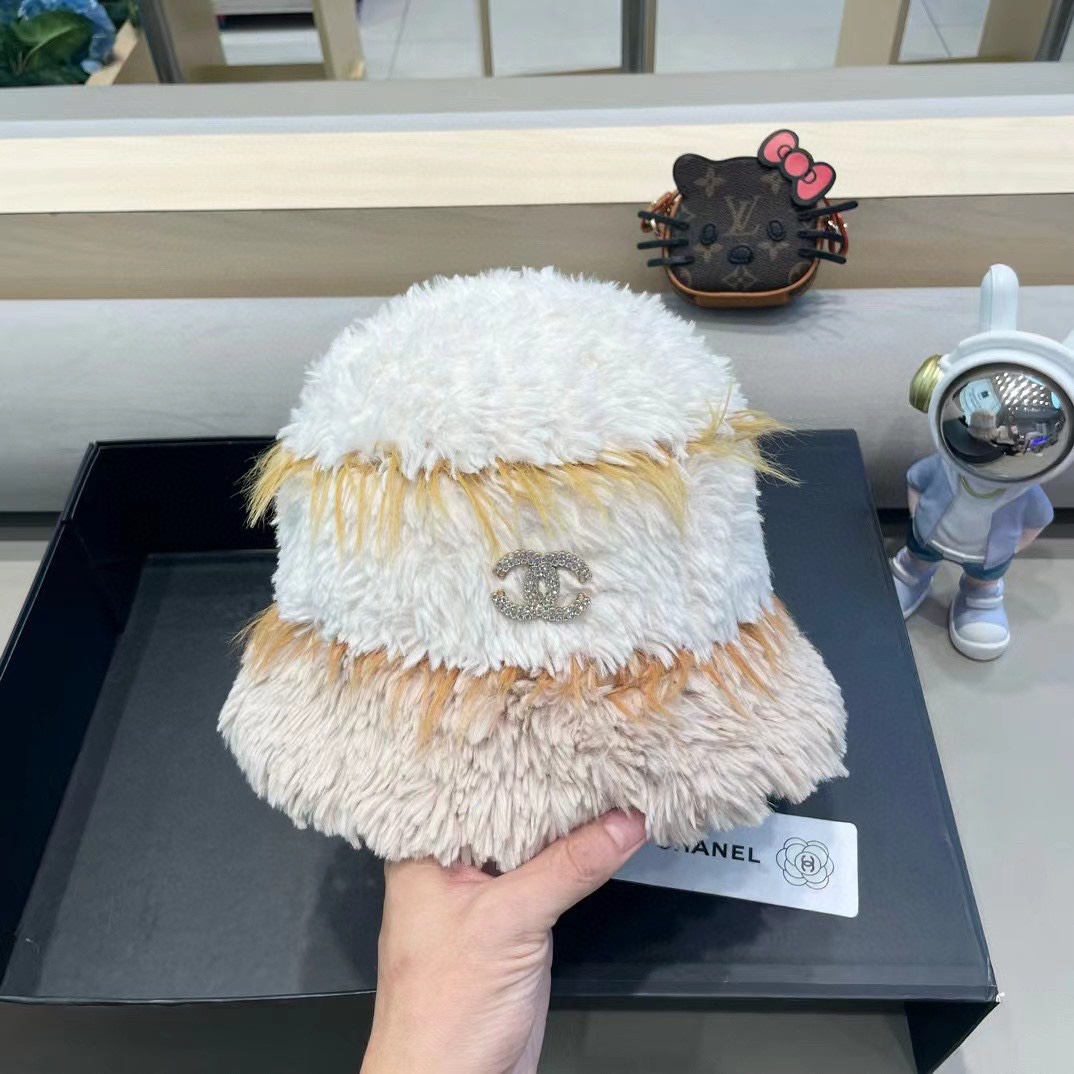 chanel毛绒条纹针织帽子女秋冬季新款显脸小毛线帽韩版百搭休闲加厚保暖