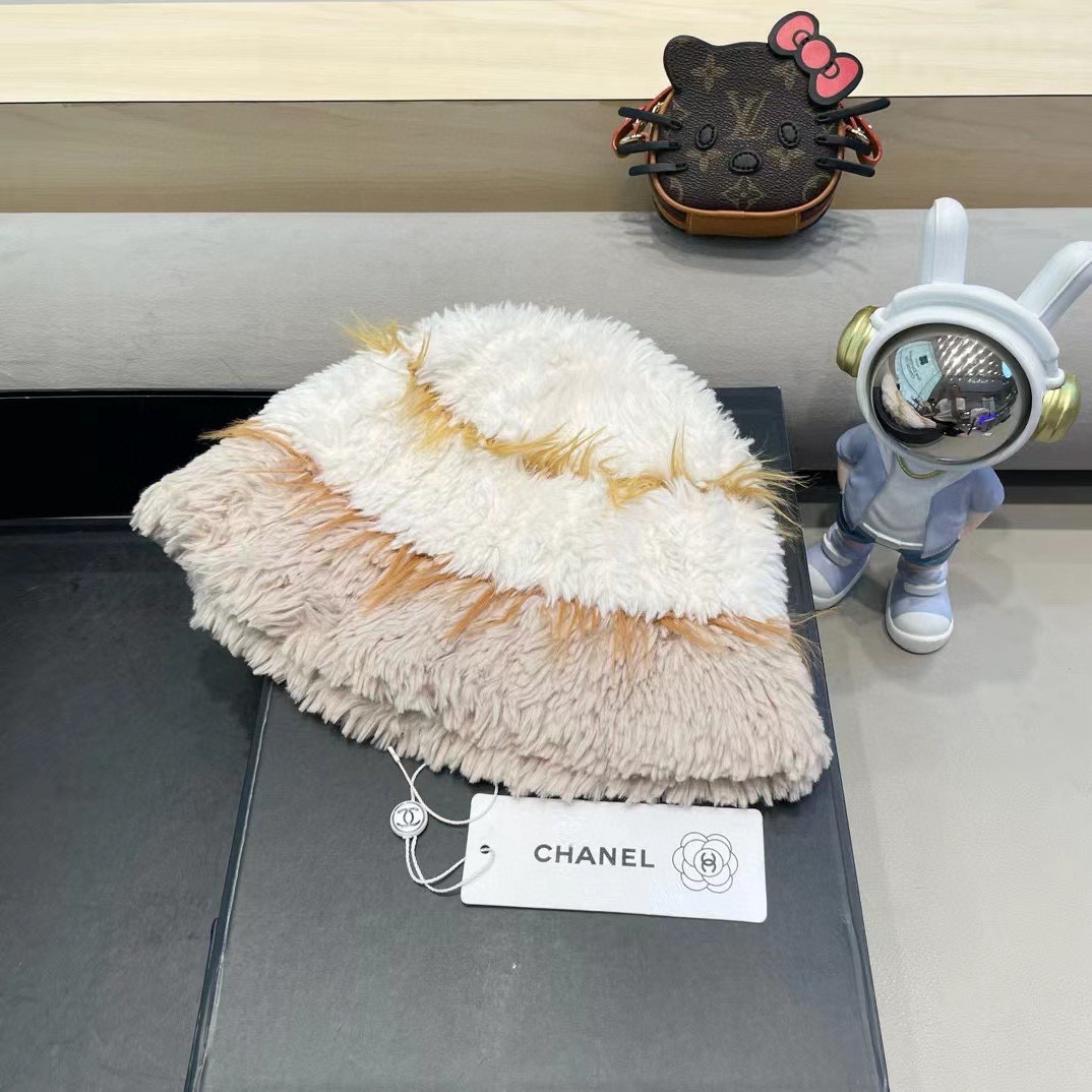 chanel毛绒条纹针织帽子女秋冬季新款显脸小毛线帽韩版百搭休闲加厚保暖