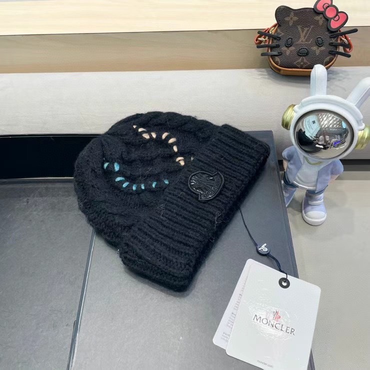 蒙口白毛线帽女冬防寒保暖加厚新款麻花针织套头帽