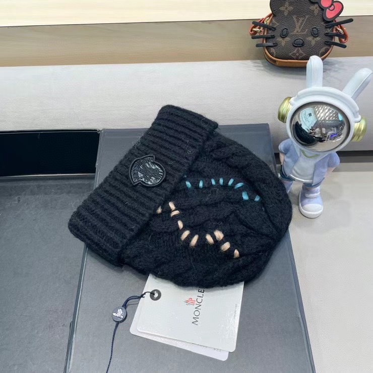 蒙口白毛线帽女冬防寒保暖加厚新款麻花针织套头帽