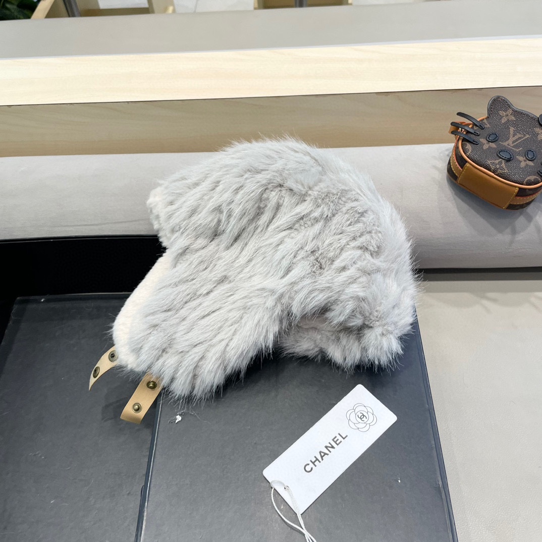 Chanel冬季仿皮草雷锋帽子女日系毛绒加厚护耳仿貂毛骑行保暖东北飞行帽