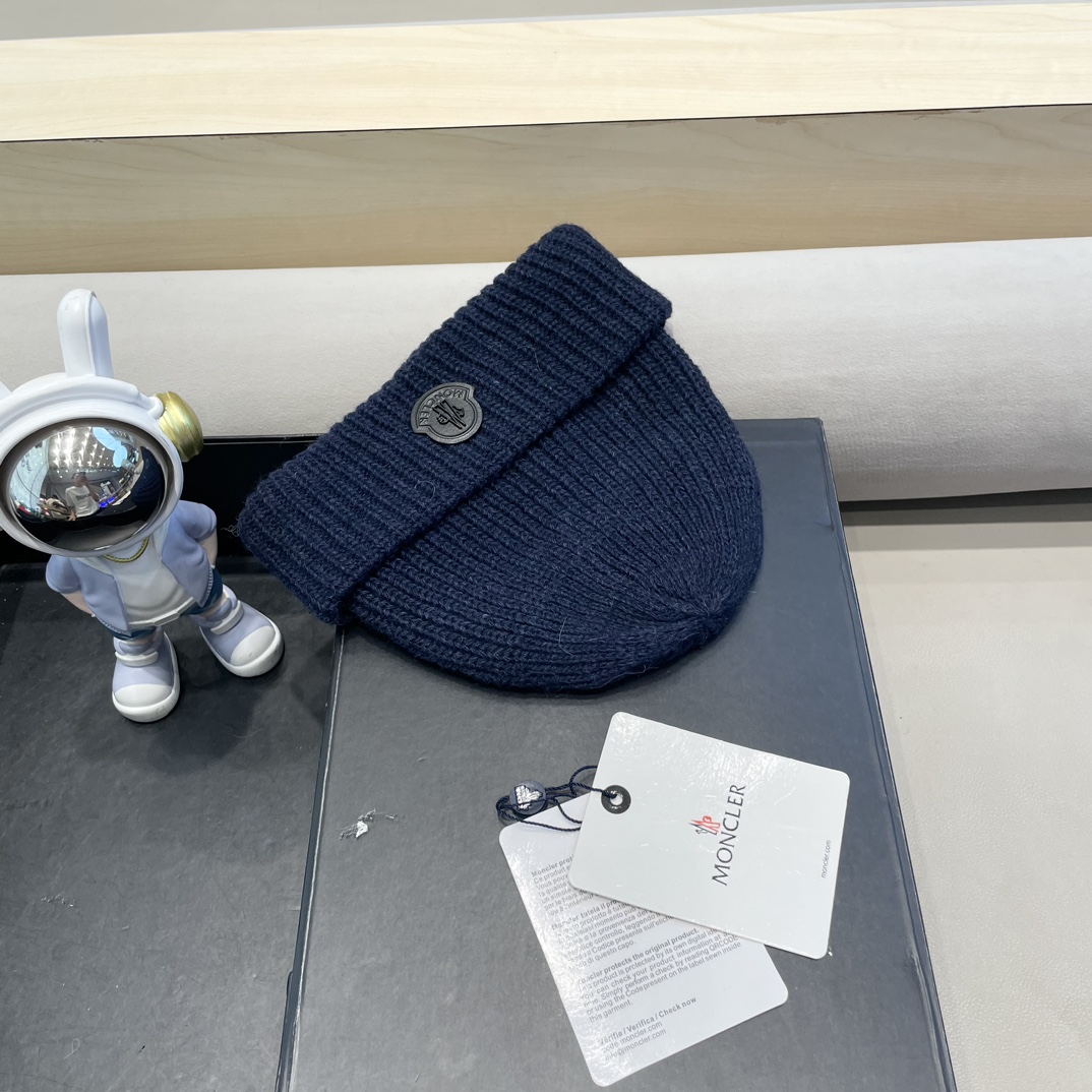 moncler 2024年秋冬季新款韩版简约百搭针织帽子女防寒保暖护耳时尚毛线帽