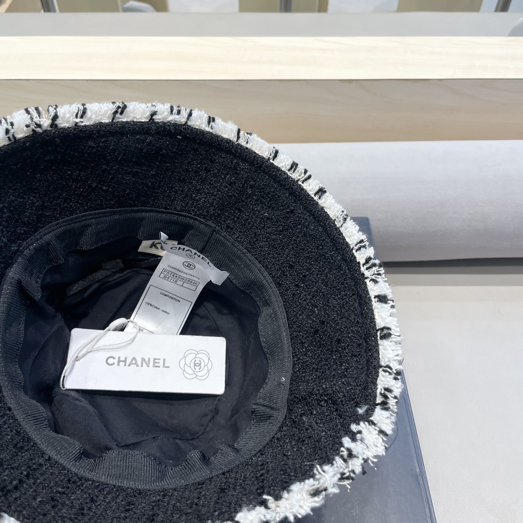 Chanel简奢小香~新款毛呢格纹渔夫帽女韩系秋冬复古气质时尚显脸小盆帽