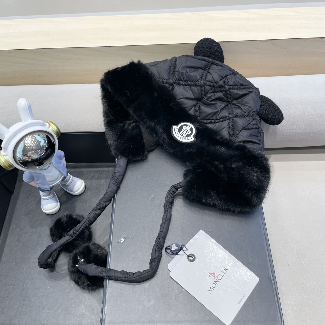moncler毛绒显脸小雷锋帽女冬季加厚加绒护耳防寒保暖可爱渔夫帽骑车盆帽