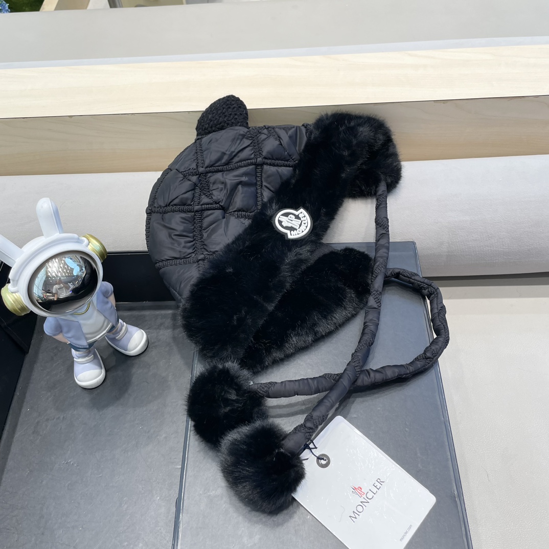 moncler毛绒显脸小雷锋帽女冬季加厚加绒护耳防寒保暖可爱渔夫帽骑车盆帽