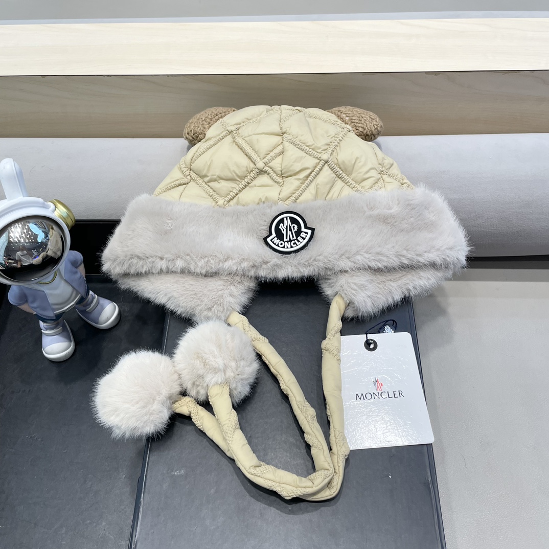 moncler毛绒显脸小雷锋帽女冬季加厚加绒护耳防寒保暖可爱渔夫帽骑车盆帽