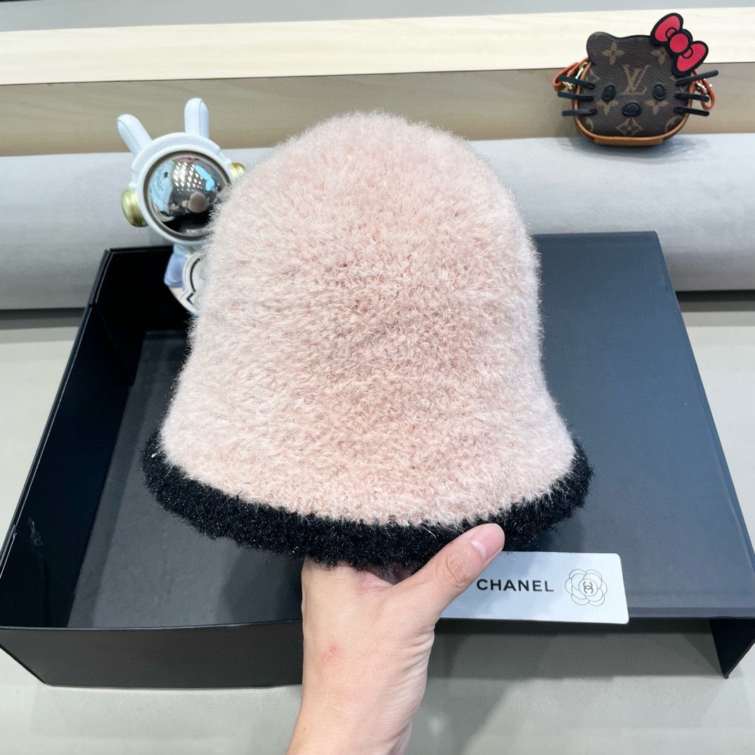 Chanel 巨软糯 小香风秋冬百搭仿兔毛绒皮草盆帽渔夫帽子女