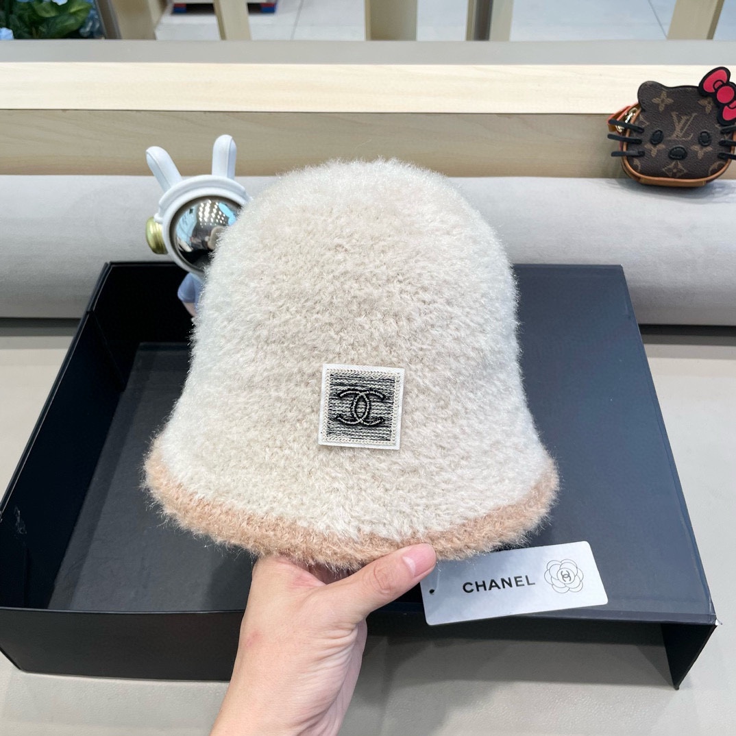 Chanel 巨软糯 小香风秋冬百搭仿兔毛绒皮草盆帽渔夫帽子女