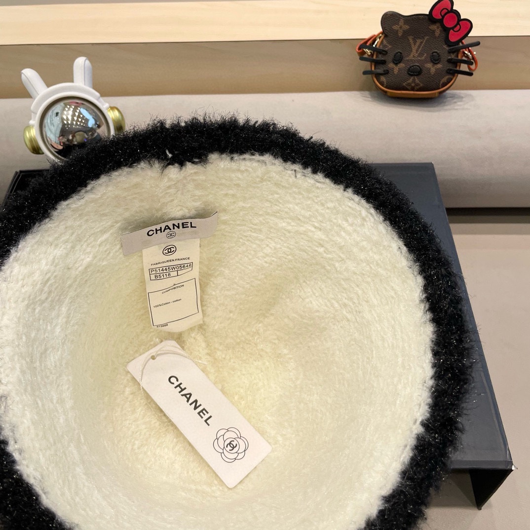 Chanel 巨软糯 小香风秋冬百搭仿兔毛绒皮草盆帽渔夫帽子女