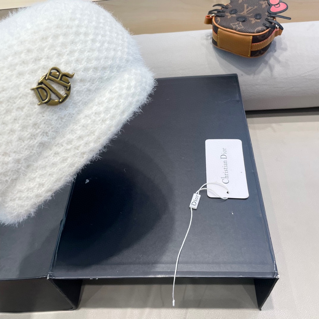 Dior迪奥贝雷帽子女秋冬日系显脸小画家帽潮2024新款冬季大头围黑色报童帽