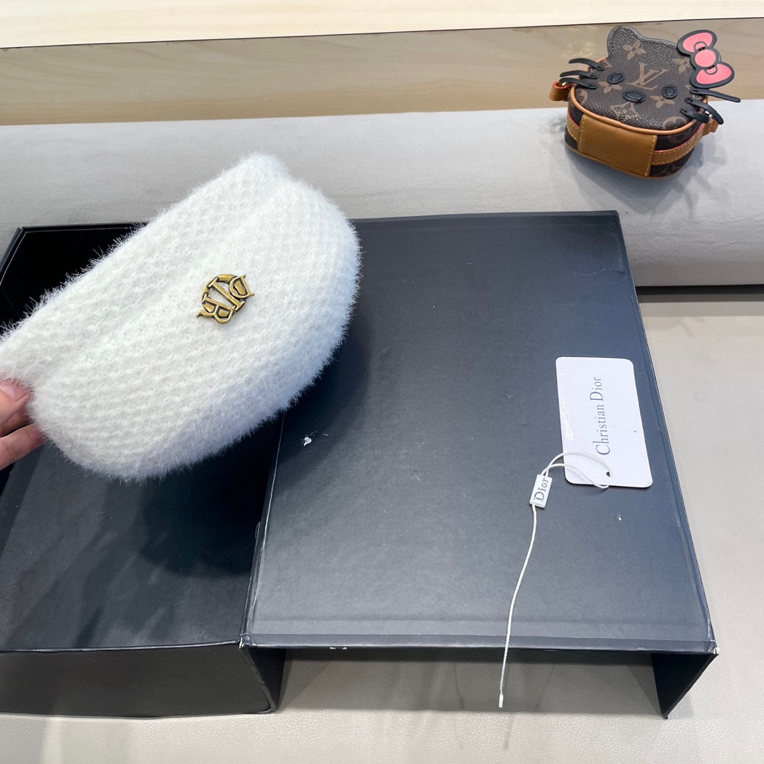 Dior迪奥贝雷帽子女秋冬日系显脸小画家帽潮2024新款冬季大头围黑色报童帽