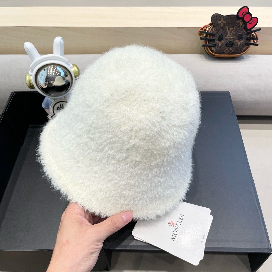 moncler韩版兔毛保暖渔夫帽女秋冬光板休闲防寒盆帽时尚简约毛绒水桶帽子