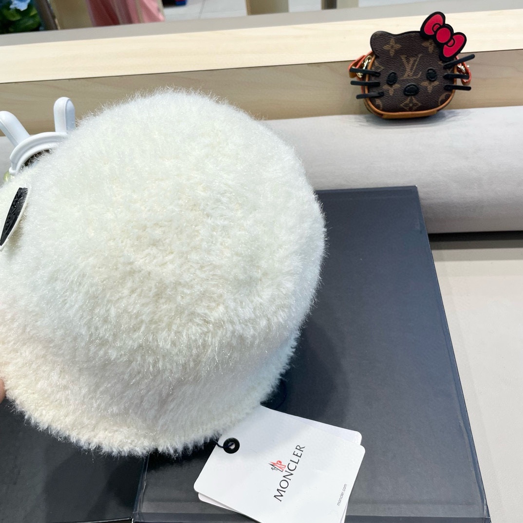 moncler韩版兔毛保暖渔夫帽女秋冬光板休闲防寒盆帽时尚简约毛绒水桶帽子
