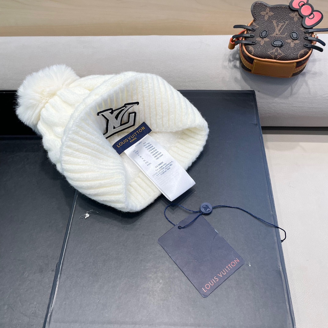 罗路易威登帽子女秋冬季韩版ins网红纯色麻花毛线帽加绒保暖针织帽护耳百搭