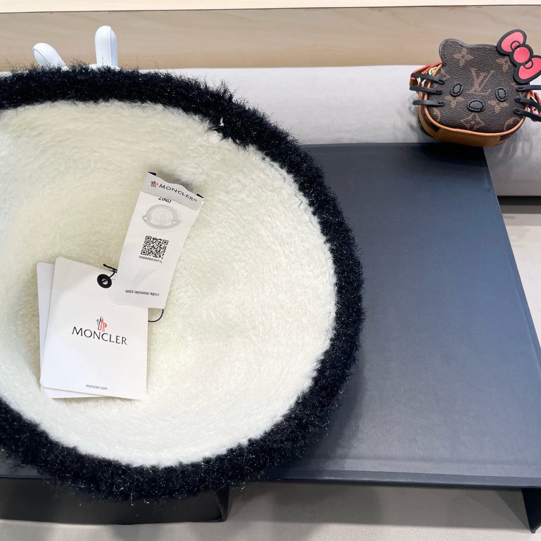 moncler风帽子女秋冬款百搭毛绒渔夫帽显脸小针织水桶帽日系保暖盆帽