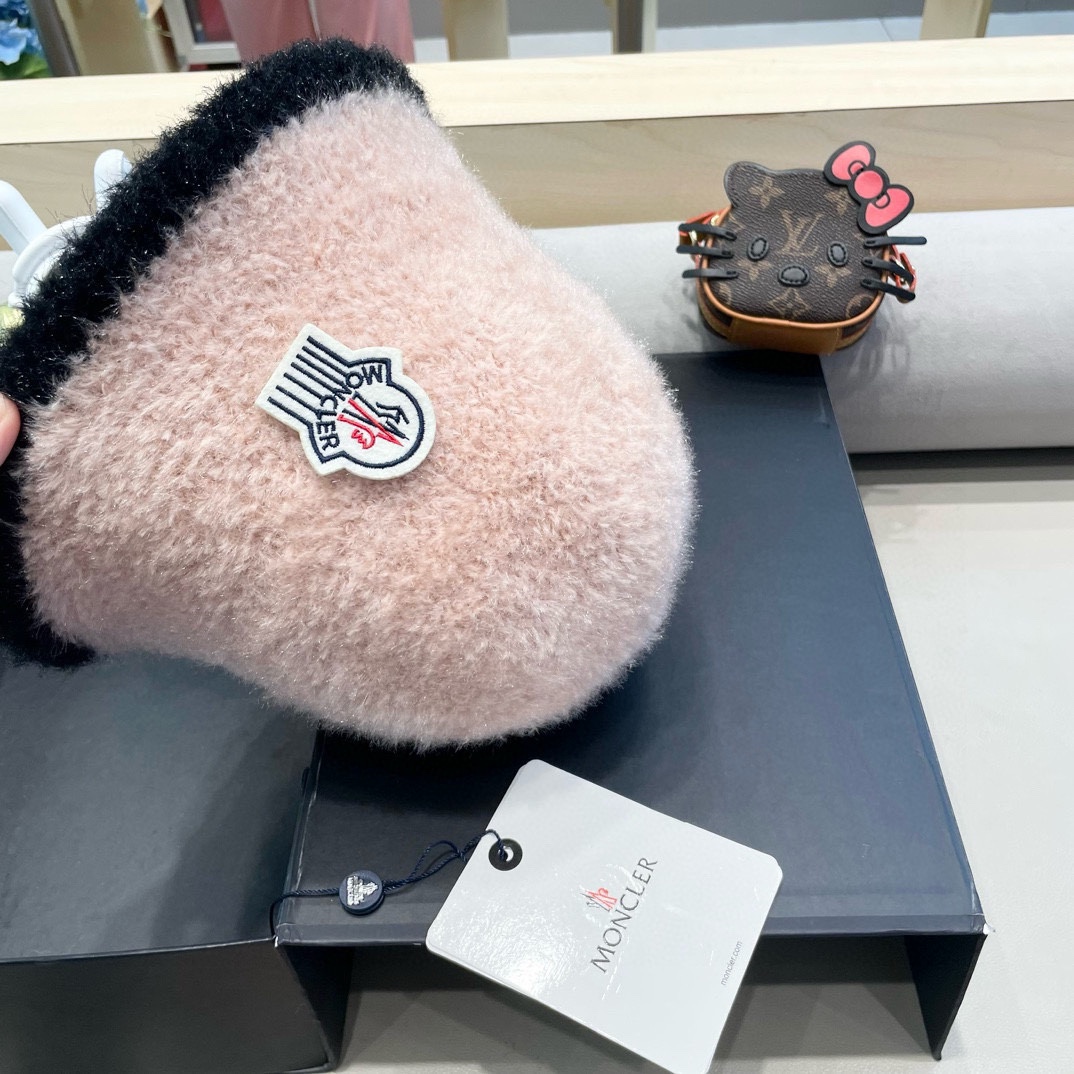 moncler风帽子女秋冬款百搭毛绒渔夫帽显脸小针织水桶帽日系保暖盆帽