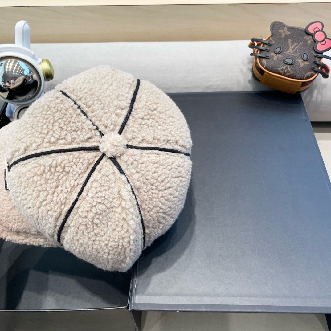 moncler版高端百搭帽子女秋冬羊羔毛纯色保暖棒球帽时尚潮款鸭舌帽男