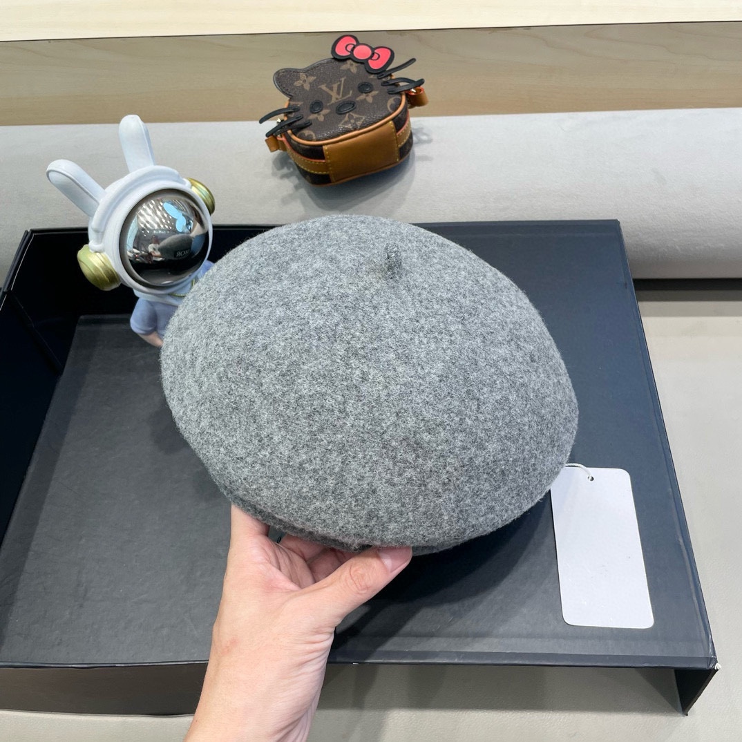 Dior韩国毛呢复古贝雷帽女秋冬百搭ins小众气质平顶画家帽时尚报童帽