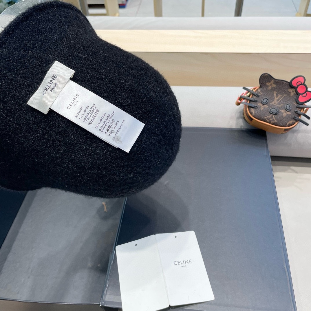 Celine秋冬百搭小众显瘦毛线水桶帽子女时尚短遮圆顶针织渔夫帽时尚盆帽
