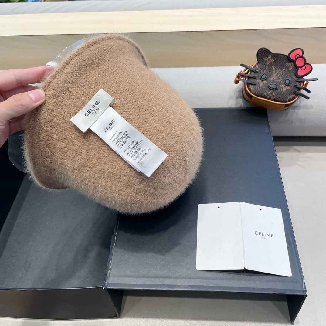 Celine秋冬百搭小众显瘦毛线水桶帽子女时尚短遮圆顶针织渔夫帽时尚盆帽