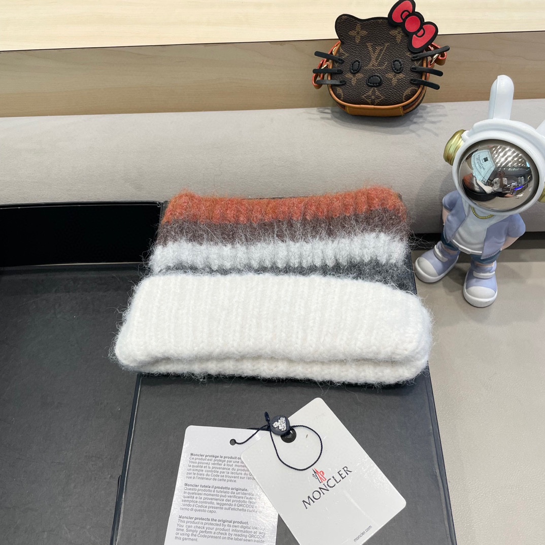 monvler拼色条纹百搭毛绒针织帽子女秋冬保暖显脸小包头帽网红休闲毛线帽